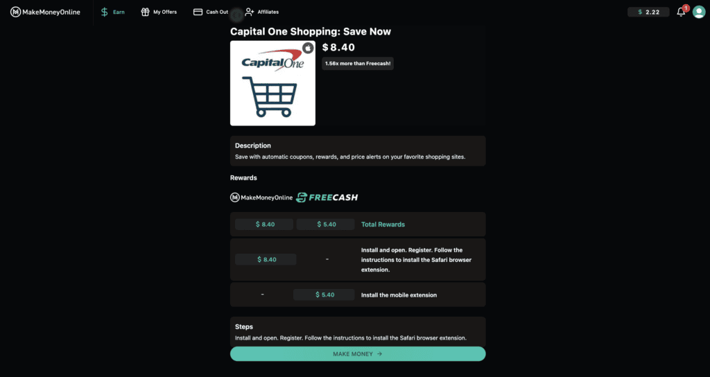 Here's an example of what you can earn on MakeMoneyOnline.